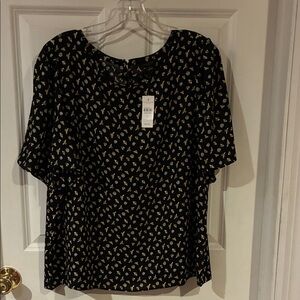 New With Tags Ann Taylor Factory Black/Yellow Blouse Bee/Daisy Print Size XL